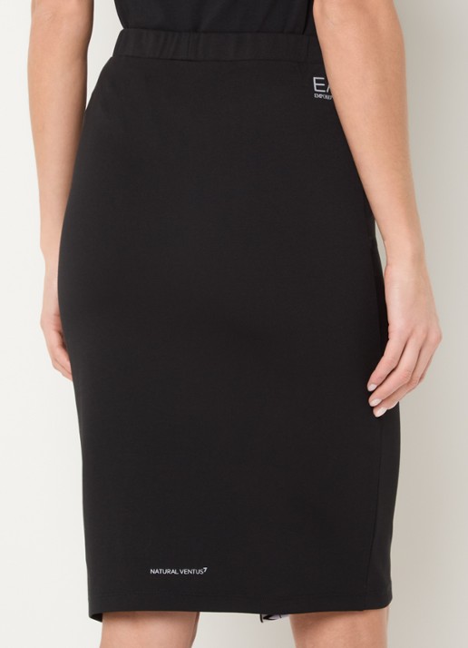 Armani Midi rok met logo en split - achterkant zwart