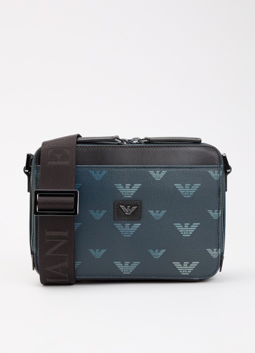 Armani Mini all-over eagle schoudertas van canvas met logo