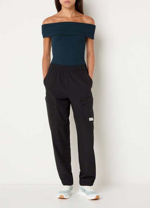 Armani Off Shoulder top met logo - voorkant 4 donkerblauw