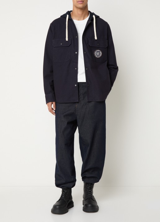 Armani Overshirt met logo en capuchon - voorkant 3 donkerblauw