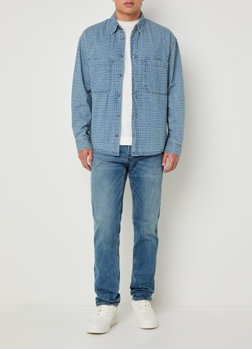 Armani Overshirt van denim met logoprint - voorkant 3 indigo
