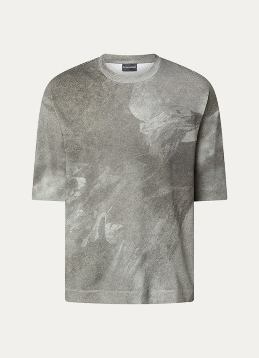 Armani Oversized T-shirt met print  - voorkant 2 olijfgroen