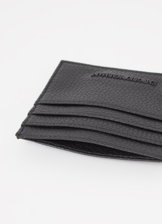 Armani Pasjeshouder met sleutelhanger van leer - voorkant 2 zwart