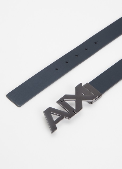Armani Plate reversible riem van leer - detail 2 antraciet