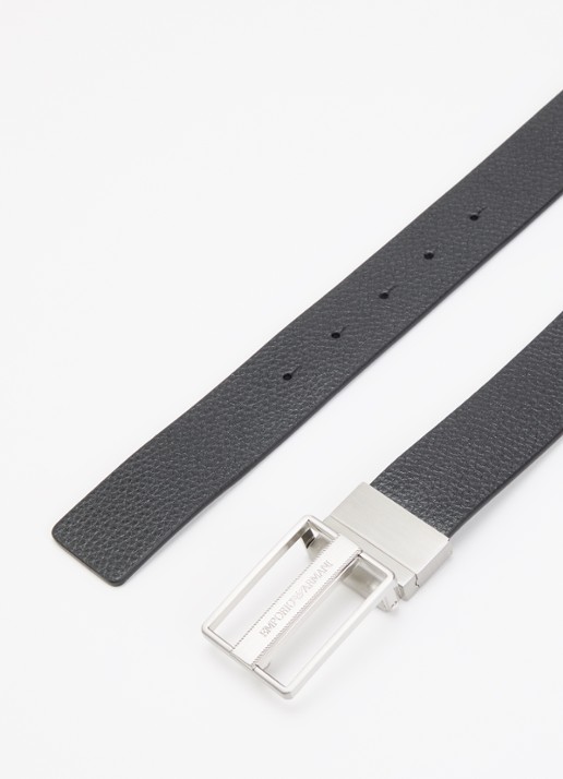 Armani Plate riem van leer - detail zwart
