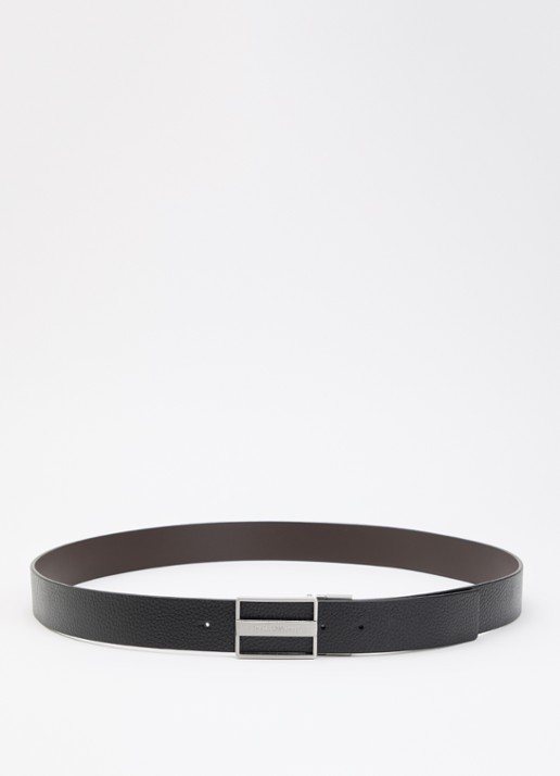Armani Plate riem van leer - voorkant 3 zwart