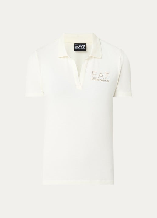 Armani Polo met logo en strass - voorkant 2 gebroken wit