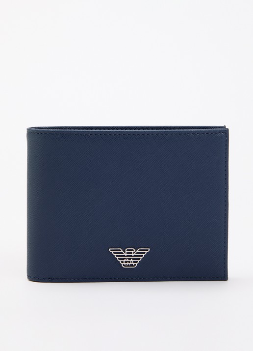 Armani Portemonnee met logo en structuur - voorkant 2 donkerblauw