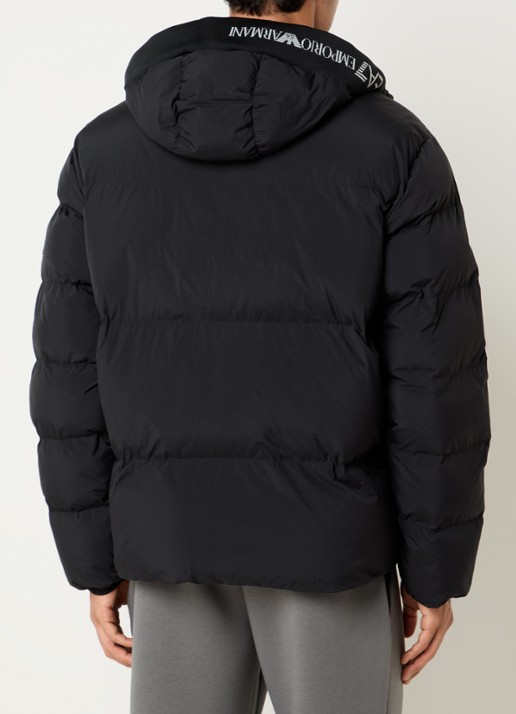 Armani Puffer jack met capuchon en steekzakken - achterkant 2 zwart