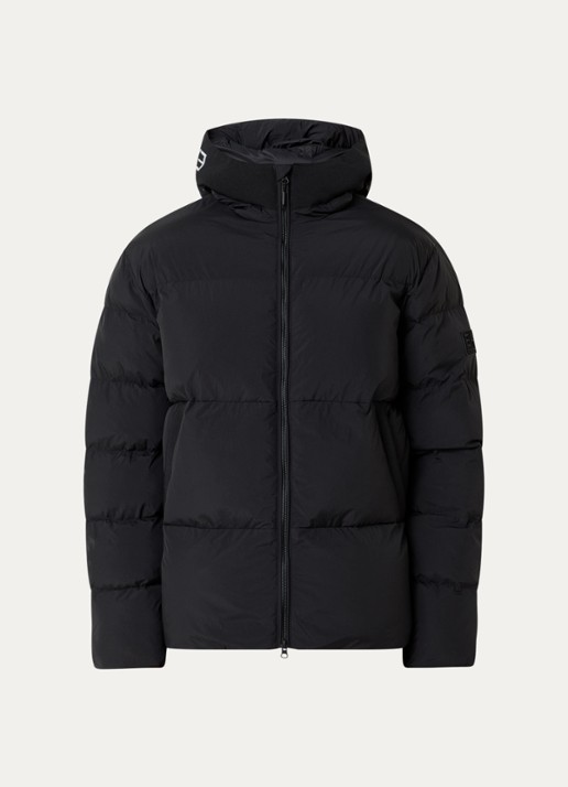 Armani Puffer jack met capuchon en steekzakken - voorkant 3 zwart