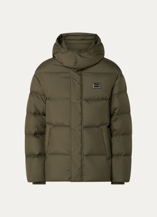 Armani Puffer jack met capuchon en steekzakken - voorkant 2 bronsgroen