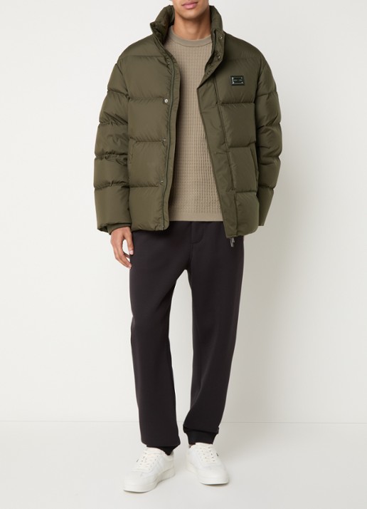 Armani Puffer jack met capuchon en steekzakken - voorkant 3 bronsgroen