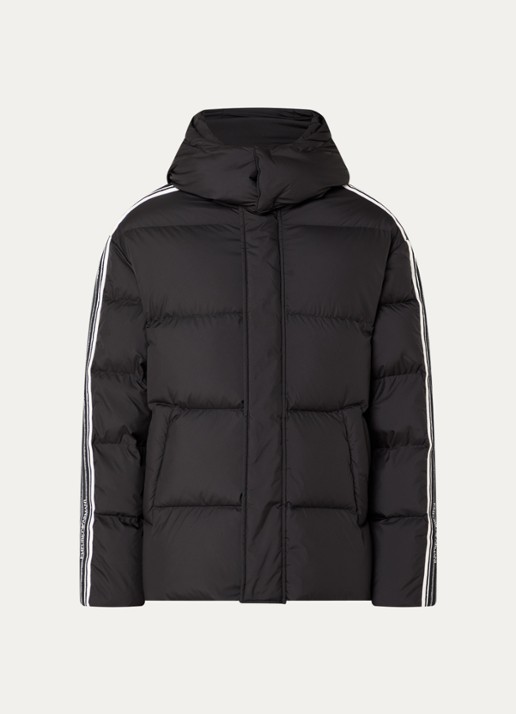 Armani Puffer jack met donsvulling en capuchon - voorkant zwart