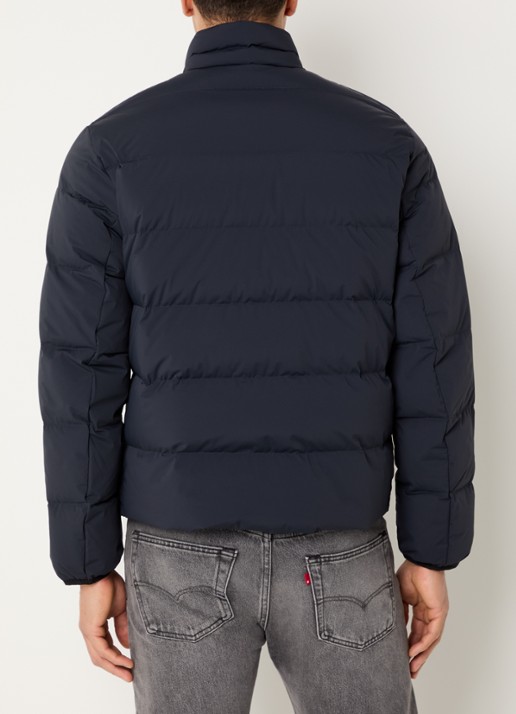 Armani Puffer jack met donsvulling en logoborduring - achterkant iconico 0920 blu nav / donkerblauw