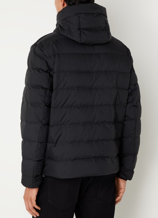 Armani Puffer jack met donsvulling en logoprint - achterkant 2 zwart
