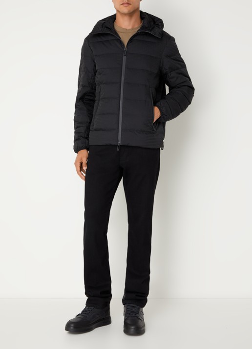 Armani Puffer jack met donsvulling en logoprint - voorkant 4 zwart