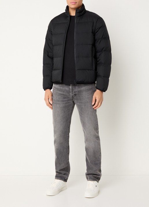 Armani Puffer jack met donsvulling en logoprint - voorkant 3 black beauty / zwart
