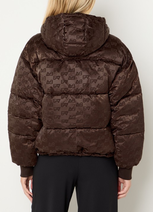 Armani Puffer jack met logoprint en steekzakken - achterkant 4 donkerbruin