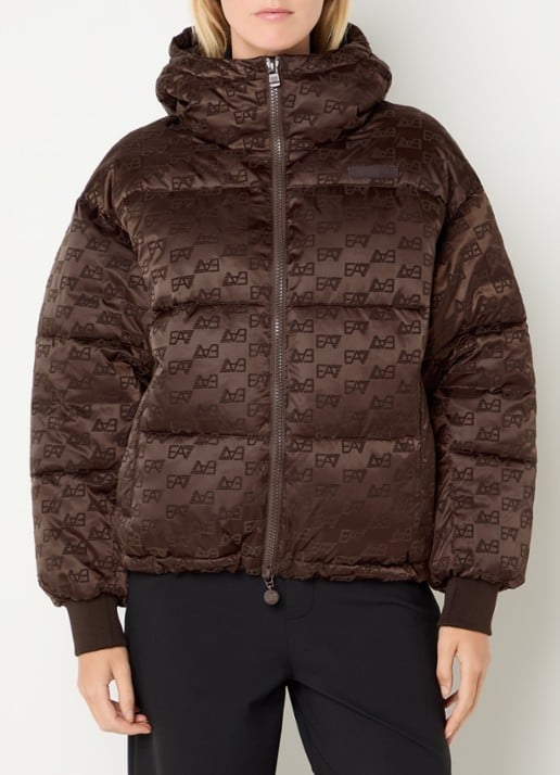 Armani Puffer jack met logoprint en steekzakken