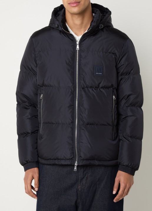 Armani Puffer jack met ritszakken en capuchon
