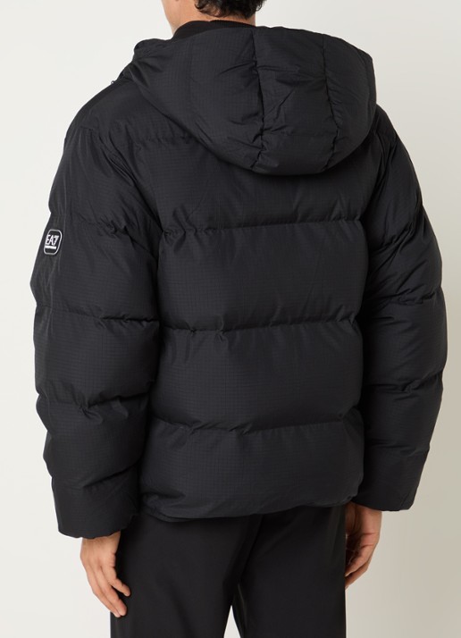 Armani Puffer jack met steekzakken en capuchon - achterkant 3 zwart