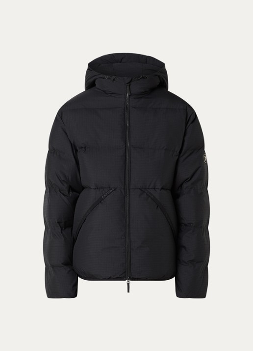 Armani Puffer jack met steekzakken en capuchon - voorkant zwart