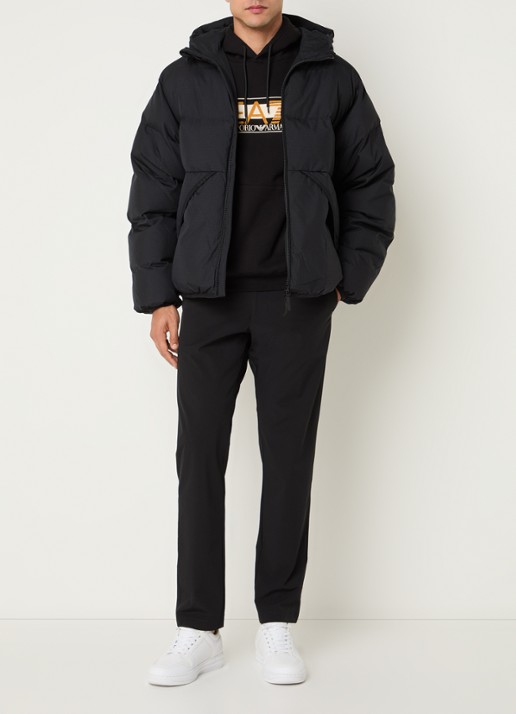 Armani Puffer jack met steekzakken en capuchon - voorkant 2 zwart