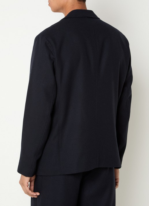 Armani Regular fit colbert in scheerwolblend met klepzakken - achterkant 4 donkerblauw