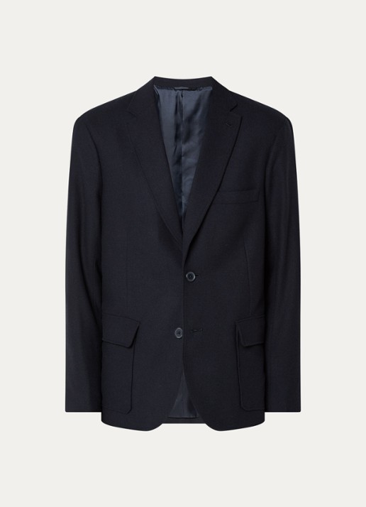 Armani Regular fit colbert in scheerwolblend met klepzakken - voorkant 2 donkerblauw