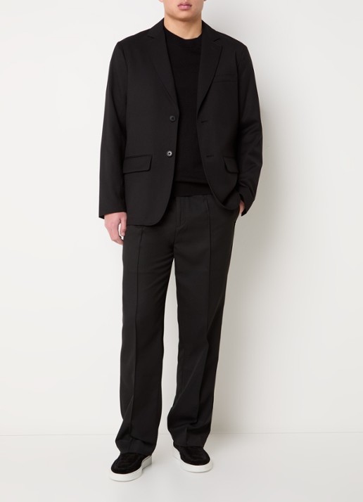 Armani Regular fit colbert in wolblend met borst- en klepzakken - voorkant 3 zwart
