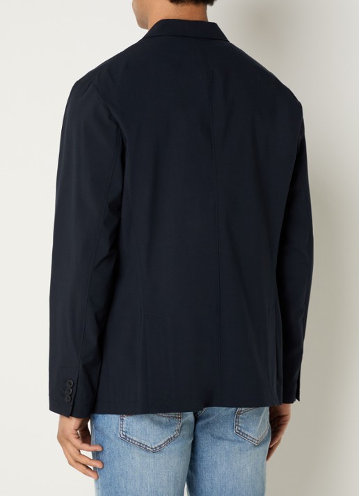 Armani Regular fit colbert in wolblend met borstzak - achterkant 2 donkerblauw