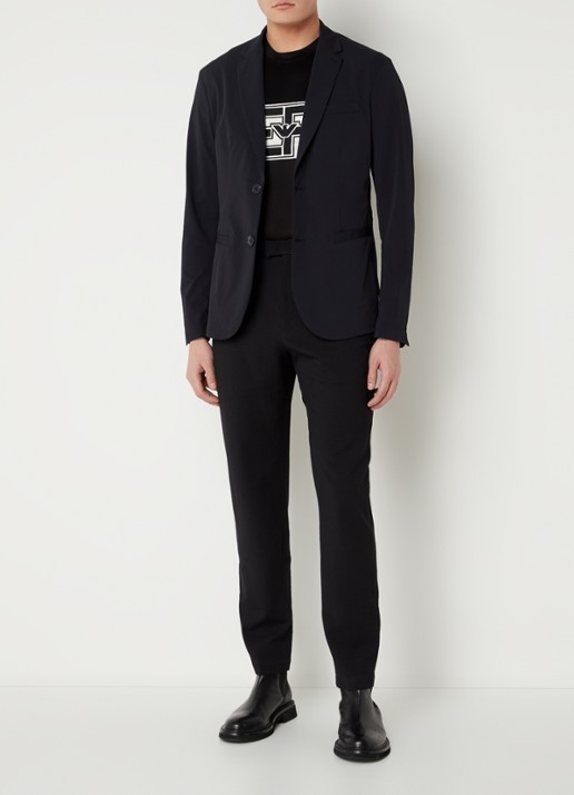 Armani Regular fit colbert met paspelzakken  - voorkant 3 donkerblauw