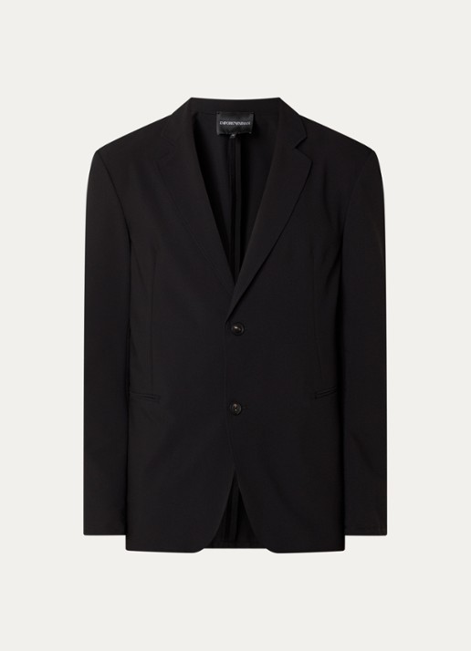 Armani Regular fit colbert van crêpe met paspelzakken - voorkant 2 zwart