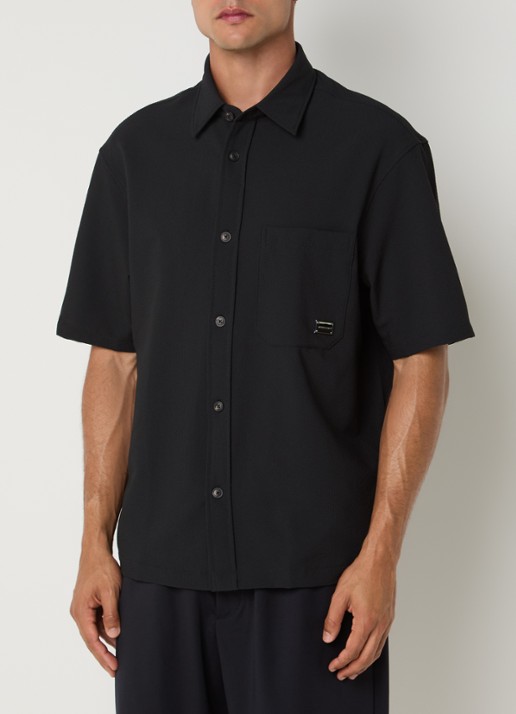 Armani Regular fit overhemd met borstzak - detail donkerblauw