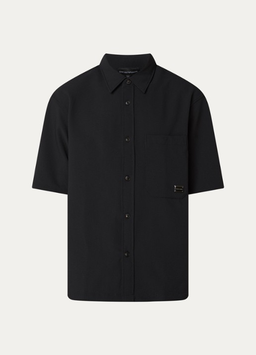 Armani Regular fit overhemd met borstzak - voorkant 3 donkerblauw
