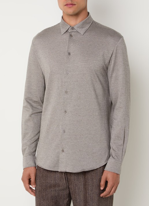 Armani Regular fit overhemd met gemêleerd dessin  - detail 2 lichtgrijs