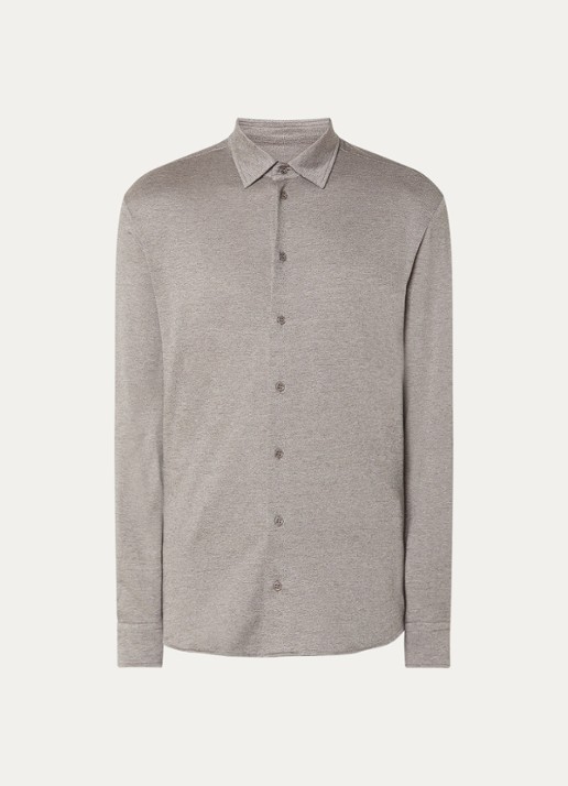 Armani Regular fit overhemd met gemêleerd dessin  - voorkant 3 lichtgrijs