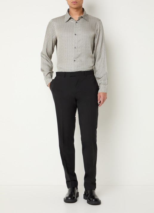 Armani Regular fit overhemd met grafische print - voorkant 2 creme