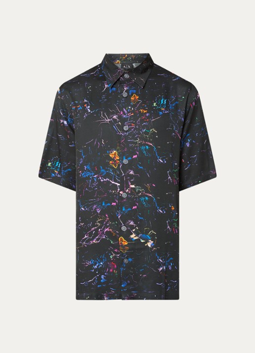Armani Regular fit overhemd met grafische print - voorkant 2 zwart