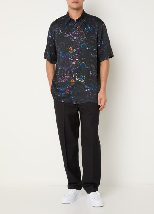 Armani Regular fit overhemd met grafische print - voorkant 3 zwart