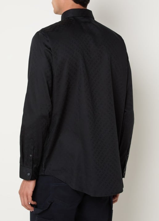 Armani Regular fit overhemd met logoprint  - achterkant 4 zwart