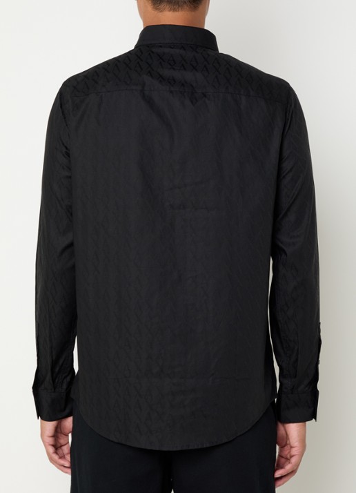 Armani Regular fit overhemd met logoprint - achterkant zwart