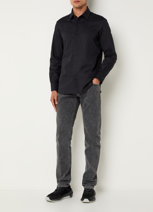Armani Regular fit overhemd met logoprint - voorkant 4 zwart