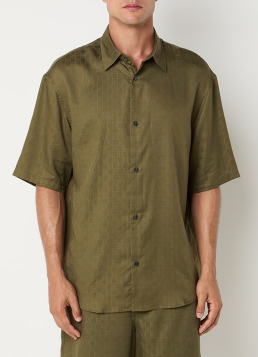 Armani Regular fit overhemd met logoprint - detail 2 groen
