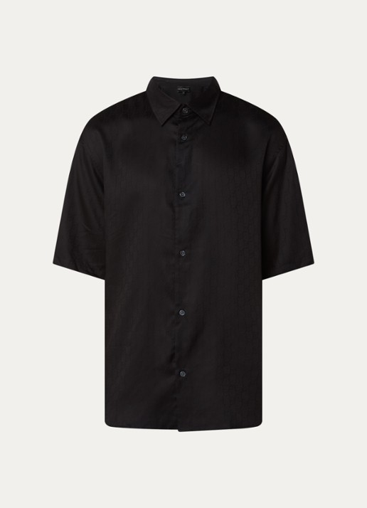 Armani Regular fit overhemd met logoprint - voorkant zwart