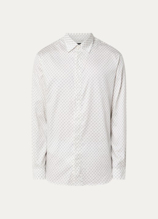 Armani Regular fit overhemd met logoprint - voorkant 3 gebroken wit
