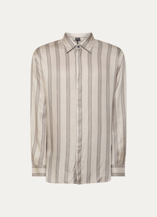 Armani Regular fit overhemd met print - voorkant zand