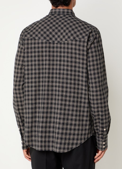 Armani Regular fit overhemd met ruitdessin - achterkant 2 zwart