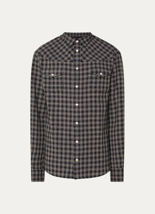 Armani Regular fit overhemd met ruitdessin - voorkant 3 zwart