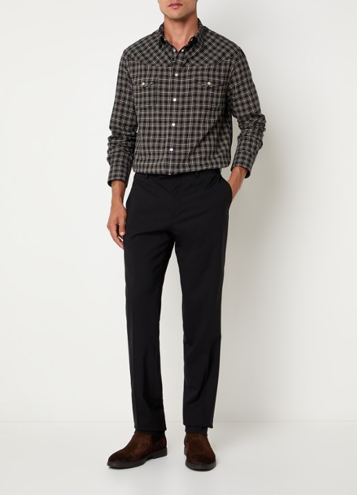 Armani Regular fit overhemd met ruitdessin - voorkant 4 zwart